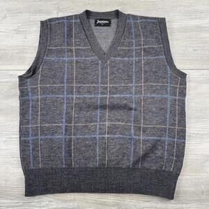 VTG Jantzen Sweater Vest Mens XL Navy/Gray Striped Golf Knicker Wool Blend USA